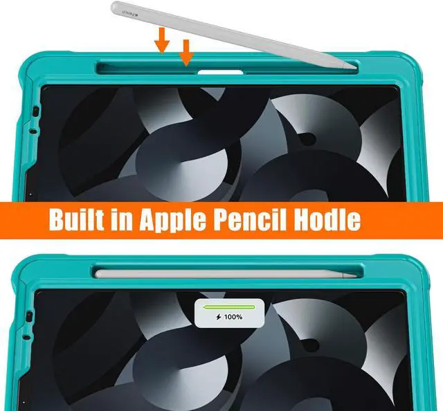 Alt view image 6 of 7 - Case For iPad Air 5th/4th Generation 10.9 Inch 2022 2020/iPad Pro 11 2022/2021/2020/2018, Shcokproof Cover with Clear Transparent Back, Pencil Holder, Rotating Stand, Hand/Shoulder Strap, Stylus Pen