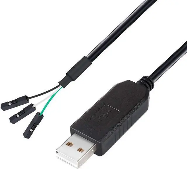 Main image of DTech FTDI USB to TTL Serial 3.3V Adapter Cable TX RX Signal 3 Pin 0.1 inch Pitch Female Socket FT232RL Chip Windows 11 10 8 7 Linux MAC OS (3ft, Black) 3 ft.