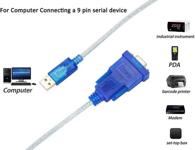 Alt view image 6 of 7 - USB to Serial Adapter 3 ft, USB to RS232 DB9 Female Cable COM Port with FTDI Chipset Supports Windows 11 10 8 7 Mac Linux