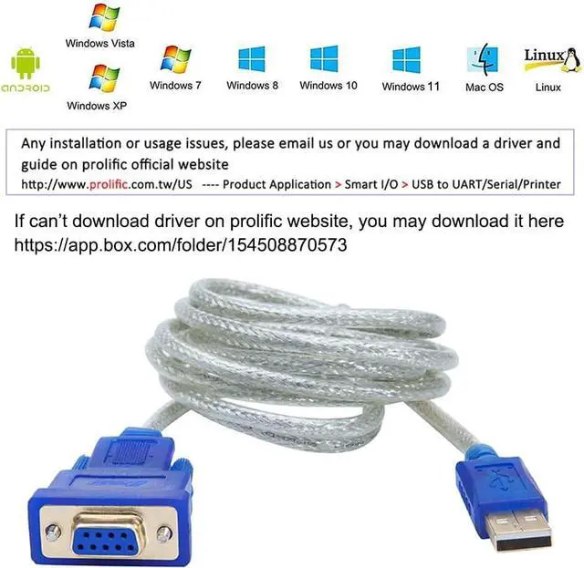 Alt view image 4 of 7 - USB to Serial Adapter 6 ft, USB to RS232 DB9 Female Cable COM Port with FTDI Chipset Supports Windows 11 10 8 7 Mac Linux 6 ft.