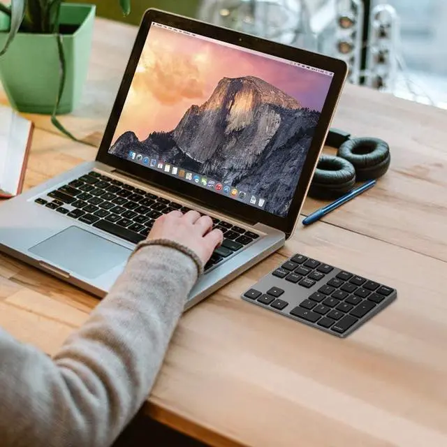 Alt view image 7 of 7 - Bluetooth Number Pad, Aluminum Rechargeable Wireless Numeric Keypad Slim 34-Keys External Numpad Keyboard Data Entry Compatible for Macbook, MacBook Air/Pro, iMac Windows Laptop Surface Pro etc