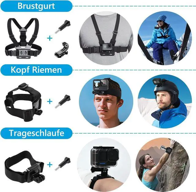 Alt view image 6 of 7 - Accessory Set Kit Bundle for GoPro Hero 12/11/10/9 Black, Waterproof Protective Case Waterproof Housing Snorkelling Accessories Bicycle Mount Selfie Bar Head Strap for GoPro Hero 9 10 11 12
