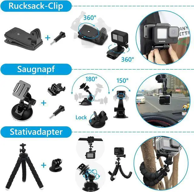 Alt view image 5 of 7 - Accessory Set Kit Bundle for GoPro Hero 12/11/10/9 Black, Waterproof Protective Case Waterproof Housing Snorkelling Accessories Bicycle Mount Selfie Bar Head Strap for GoPro Hero 9 10 11 12