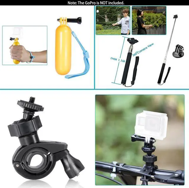 Alt view image 5 of 7 - 12 in 1 Action Camera Accessory Kit Compatible with GoPro Hero 12 11 10 9 8 7 6 5 4 GoPro Max GoPro Fusion Insta360 DJI Osmo Action Action 2 AKASO and more