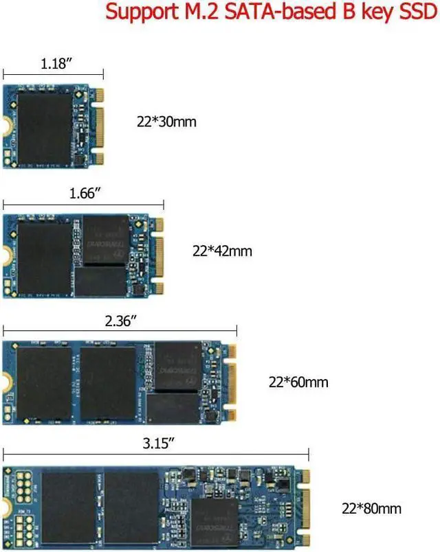 Alt view image 3 of 7 - M.2 SSD Enclosure (No Cable Need), USB to M.2 SATA SSD (B Key) Adapter with Case, Use as Portable SSD, High Performance M.2 External Enclosure, Support M2 2230 2242 2260 2280