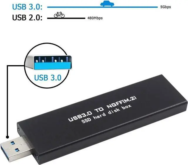 Alt view image 4 of 7 - M.2 SSD Enclosure (No Cable Need), USB to M.2 SATA SSD (B Key) Adapter with Case, Use as Portable SSD, High Performance M.2 External Enclosure, Support M2 2230 2242 2260 2280