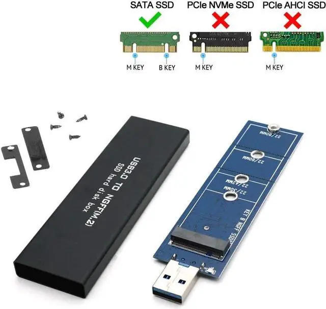 Alt view image 6 of 7 - M.2 SSD Enclosure (No Cable Need), USB to M.2 SATA SSD (B Key) Adapter with Case, Use as Portable SSD, High Performance M.2 External Enclosure, Support M2 2230 2242 2260 2280