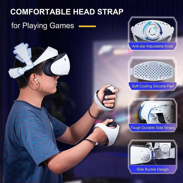 Alt view image 4 of 6 - Adjustable Head Strap for Playstation VR2, Reduced Pressure Lightweight PSVR2 Strap, Enhanced Support and Comfort in VR Headset Compatible with PS5 VR2