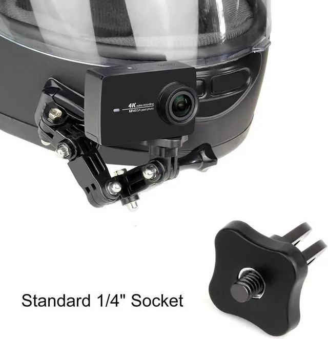 Alt view image 3 of 7 - Motorcycle Helmet Chin Mount Kits for GoPro Hero 12 11 10 9 8 7 6 5 4 Hero Session, AKASO, SJCAM, Yi Action Camera Includes Adhesive Pads Flat Curved J-Hook Mount