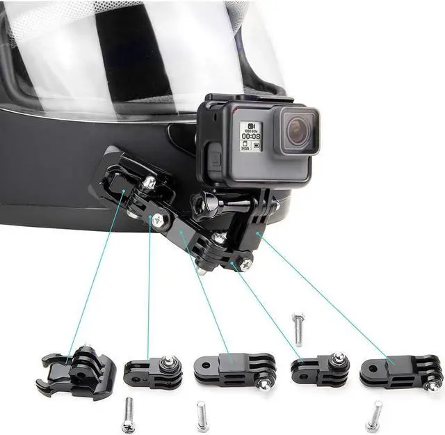 Alt view image 4 of 7 - Motorcycle Helmet Chin Mount Kits for GoPro Hero 12 11 10 9 8 7 6 5 4 Hero Session, AKASO, SJCAM, Yi Action Camera Includes Adhesive Pads Flat Curved J-Hook Mount