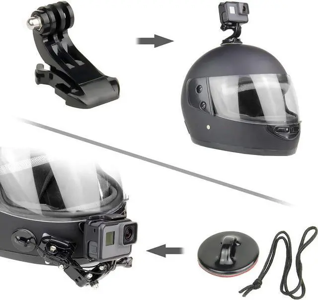 Alt view image 5 of 7 - Motorcycle Helmet Chin Mount Kits for GoPro Hero 12 11 10 9 8 7 6 5 4 Hero Session, AKASO, SJCAM, Yi Action Camera Includes Adhesive Pads Flat Curved J-Hook Mount