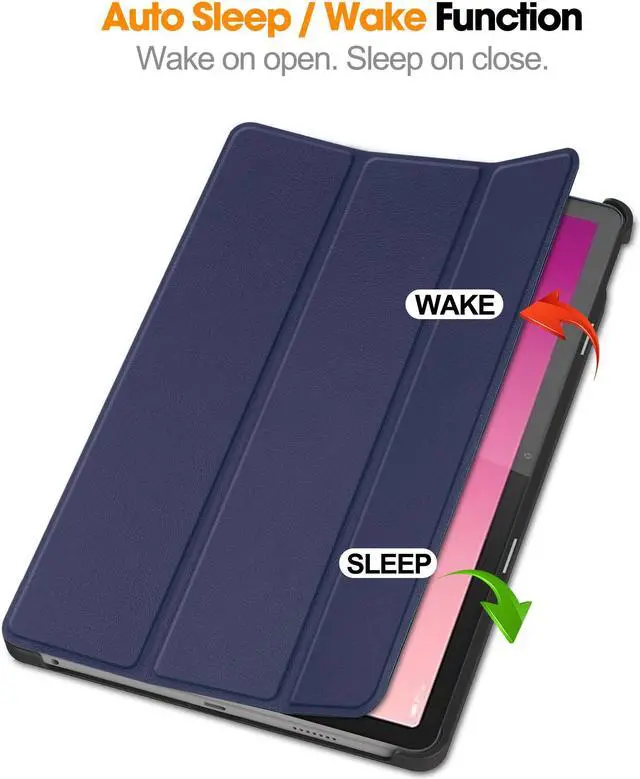 Alt view image 2 of 7 - Case for Lenovo Tab M10 5G 10.6 Inch 2023 TB-360ZU TB-360XU, Tri fold Slim Lightweight Hard Shell Smart Protective Cover with Multi-Angle Stand, Universal Stylus Pen Blue