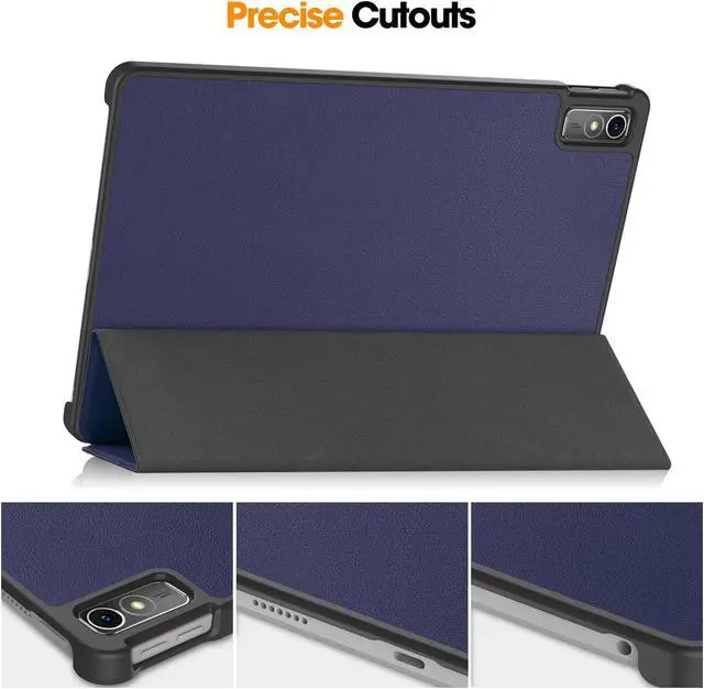 Alt view image 4 of 7 - Case for Lenovo Tab M10 5G 10.6 Inch 2023 TB-360ZU TB-360XU, Tri fold Slim Lightweight Hard Shell Smart Protective Cover with Multi-Angle Stand, Universal Stylus Pen Blue