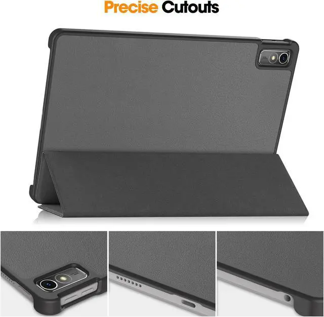 Alt view image 4 of 7 - Case for Lenovo Tab M10 5G 10.6 Inch 2023 TB-360ZU TB-360XU, Tri fold Slim Lightweight Hard Shell Smart Protective Cover with Multi-Angle Stand, Universal Stylus Pen Gray