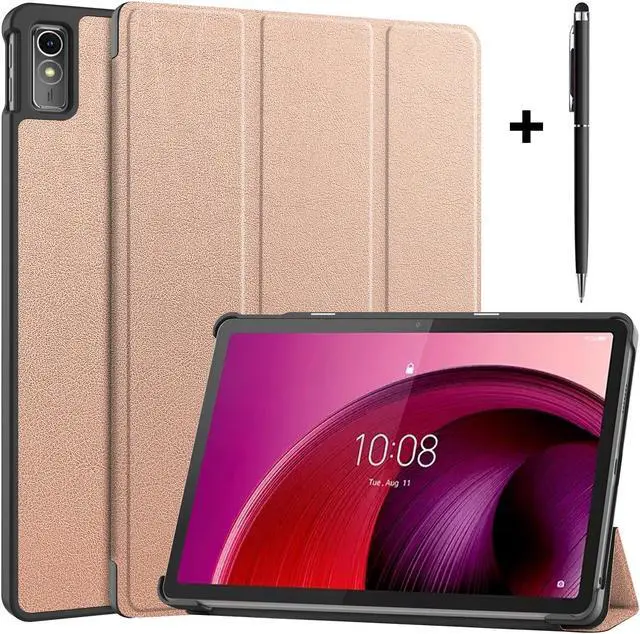 Main image of Case for Lenovo Tab M10 5G 10.6 Inch 2023 TB-360ZU TB-360XU, Tri fold Slim Lightweight Hard Shell Smart Protective Cover with Multi-Angle Stand, Universal Stylus Pen Rose Gold