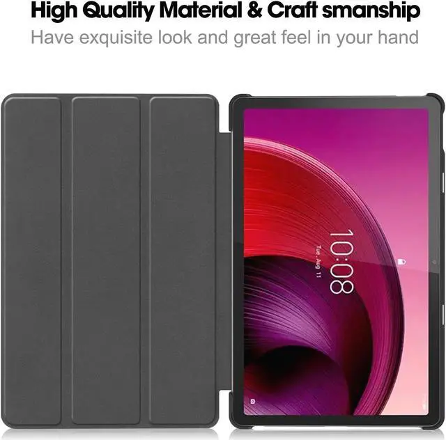 Alt view image 7 of 7 - Case for Lenovo Tab M10 5G 10.6 Inch 2023 TB-360ZU TB-360XU, Tri fold Slim Lightweight Hard Shell Smart Protective Cover with Multi-Angle Stand, Universal Stylus Pen Rose Gold