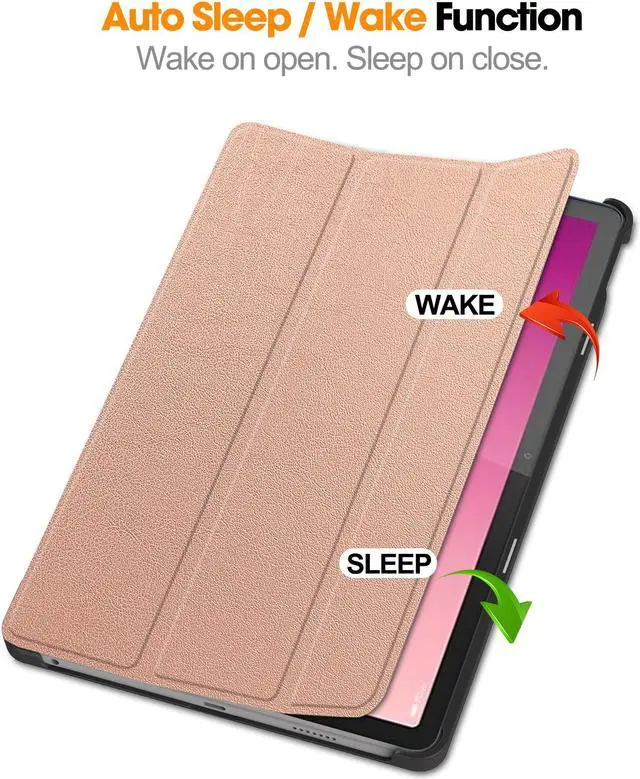 Alt view image 2 of 7 - Case for Lenovo Tab M10 5G 10.6 Inch 2023 TB-360ZU TB-360XU, Tri fold Slim Lightweight Hard Shell Smart Protective Cover with Multi-Angle Stand, Universal Stylus Pen Rose Gold