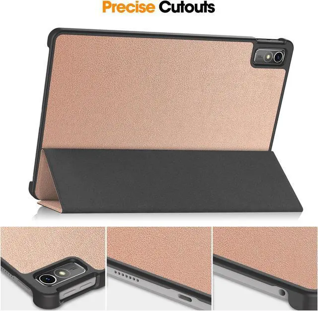 Alt view image 4 of 7 - Case for Lenovo Tab M10 5G 10.6 Inch 2023 TB-360ZU TB-360XU, Tri fold Slim Lightweight Hard Shell Smart Protective Cover with Multi-Angle Stand, Universal Stylus Pen Rose Gold