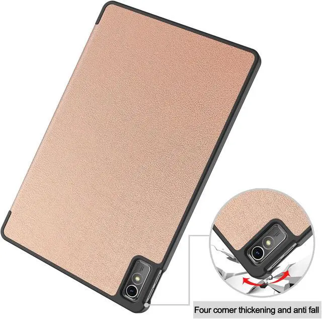 Alt view image 6 of 7 - Case for Lenovo Tab M10 5G 10.6 Inch 2023 TB-360ZU TB-360XU, Tri fold Slim Lightweight Hard Shell Smart Protective Cover with Multi-Angle Stand, Universal Stylus Pen Rose Gold