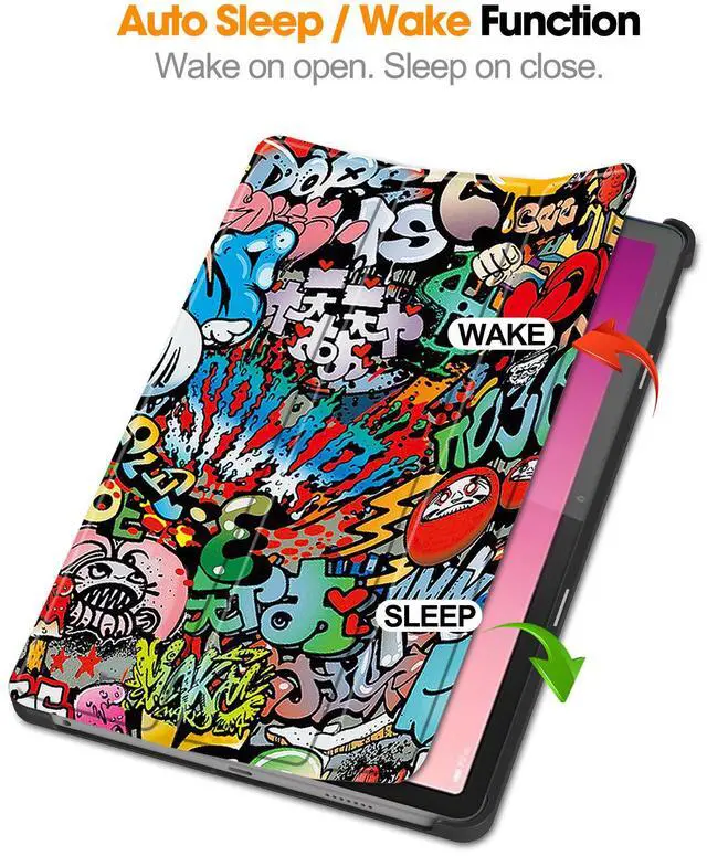 Alt view image 2 of 7 - Case for Lenovo Tab M10 5G 10.6 Inch 2023 TB-360ZU TB-360XU, Tri fold Slim Lightweight Hard Shell Smart Protective Cover with Multi-Angle Stand, Universal Stylus Pen Colorful Tree