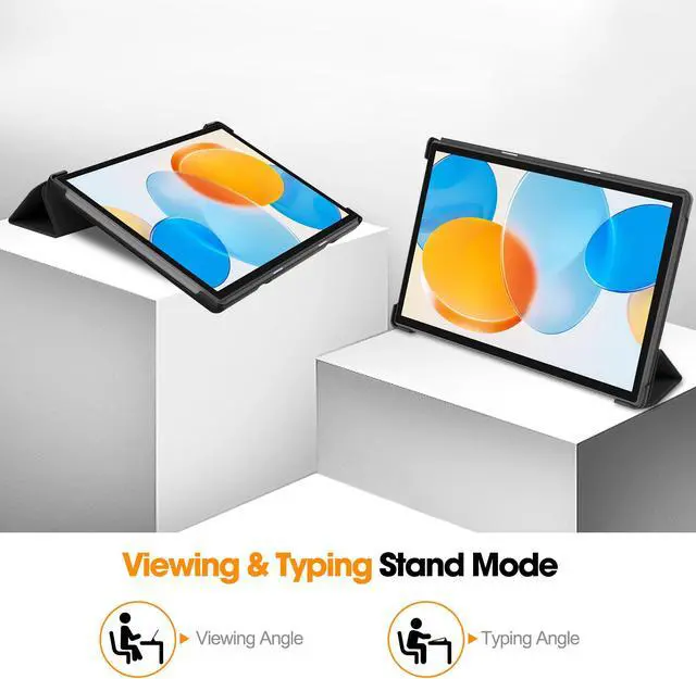 Alt view image 3 of 7 - Case for Teclast M40 / M40 Pro / P20S / P20HD, Tri fold Slim Lightweight Hard Shell Smart Protective Cover with Multi-Angle Stand, Universal Stylus Pen
