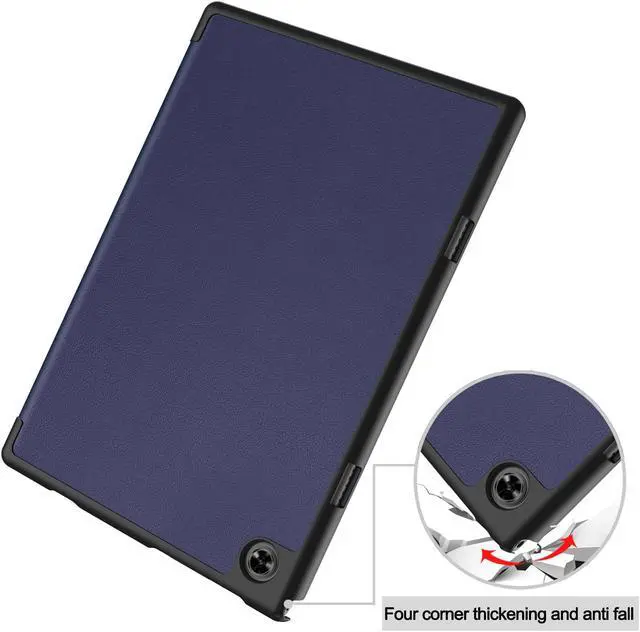 Alt view image 6 of 7 - Case for Teclast M40 / M40 Pro / P20S / P20HD, Tri fold Slim Lightweight Hard Shell Smart Protective Cover with Multi-Angle Stand, Universal Stylus Pen Blue