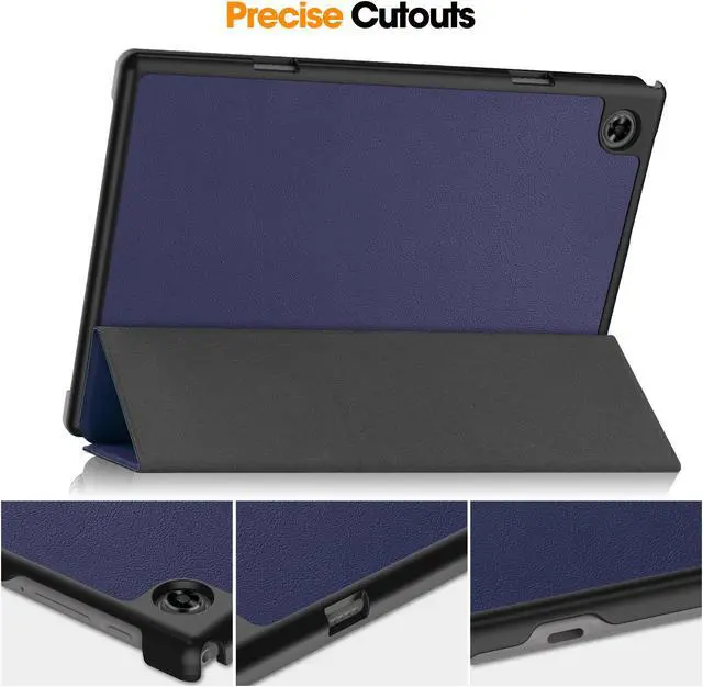 Alt view image 5 of 7 - Case for Teclast M40 / M40 Pro / P20S / P20HD, Tri fold Slim Lightweight Hard Shell Smart Protective Cover with Multi-Angle Stand, Universal Stylus Pen Blue