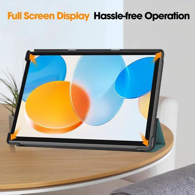 Alt view image 5 of 7 - Case for Teclast M40 / M40 Pro / P20S / P20HD, Tri fold Slim Lightweight Hard Shell Smart Protective Cover with Multi-Angle Stand, Universal Stylus Pen Dark Green