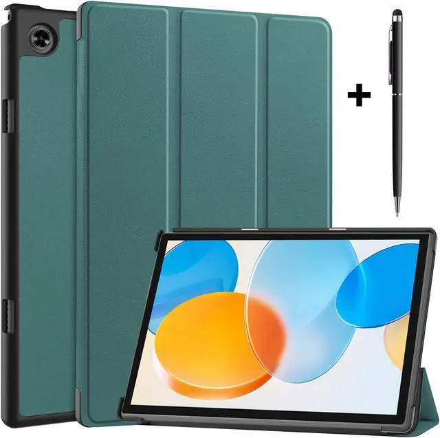 Main image of Case for Teclast M40 / M40 Pro / P20S / P20HD, Tri fold Slim Lightweight Hard Shell Smart Protective Cover with Multi-Angle Stand, Universal Stylus Pen Dark Green