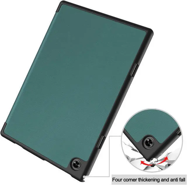 Alt view image 7 of 7 - Case for Teclast M40 / M40 Pro / P20S / P20HD, Tri fold Slim Lightweight Hard Shell Smart Protective Cover with Multi-Angle Stand, Universal Stylus Pen Dark Green