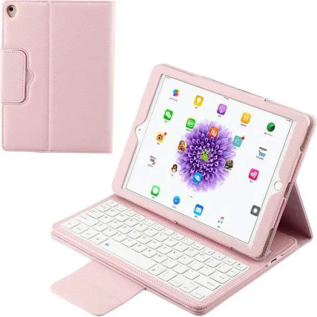 Main image of Wireless Bluetooth Keyboard Case for iPad 9.7 inch 2017 2018 6th 5th Gen, Air 2/Air, iPad Pro 9.7 Slim Shell Protective Stand Cover with Detachable Keyboard Pink
