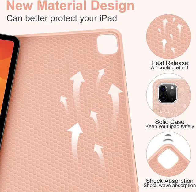 Alt view image 3 of 7 - Wireless Keyboard Case for iPad Pro 12.9 inch 2022 2021 2020 2018 6th / 5th / 4th / 3th Generation, Slim Protective Cover with Detachable Keyboard, Pencil Holder Pink