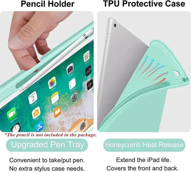 Alt view image 6 of 7 - Keyboard case for iPad 5th/6th Generation 2017/2018, 9.7 Inch iPad Air 2 / Air 1 Case with Keyboard, Removable Wireless Backlit Keyboard Detachable, Folio Smart Cover, Tablet Case with Pencil Holder