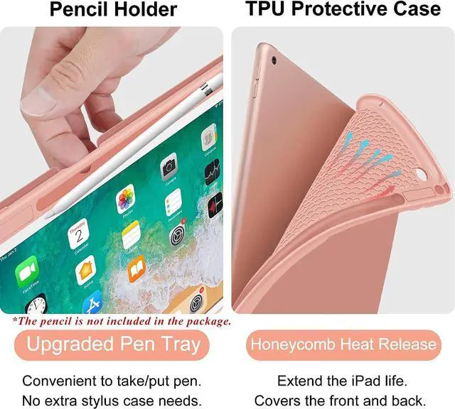 Alt view image 5 of 7 - Keyboard case for iPad 5th/6th Generation 2017/2018, 9.7 Inch iPad Air 2 / Air 1 Case with Keyboard, Removable Wireless Backlit Keyboard Detachable, Folio Smart Cover, Tablet Case with Pencil Holder