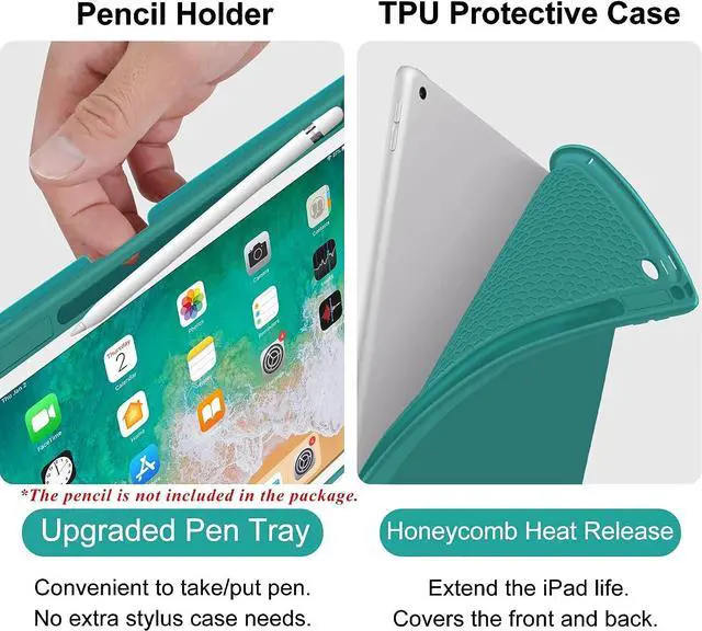 Alt view image 6 of 7 - Keyboard case for iPad 5th/6th Generation 2017/2018, 9.7 Inch iPad Air 2 / Air 1 Case with Keyboard, Removable Wireless Backlit Keyboard Detachable, Folio Smart Cover, Tablet Case with Pencil Holder