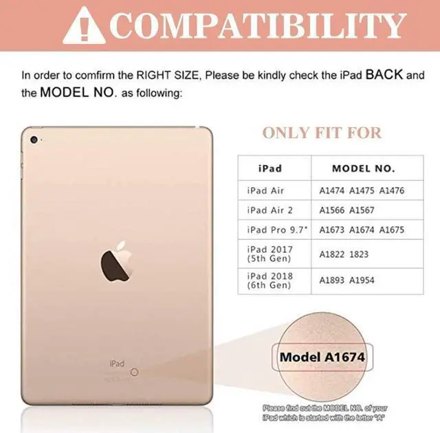 Alt view image 2 of 7 - Keyboard case for iPad 5th/6th Generation 2017/2018, 9.7 Inch iPad Air 2 / Air 1 Case with Keyboard, Removable Wireless Backlit Keyboard Detachable, Folio Smart Cover, Tablet Case with Pencil Holder