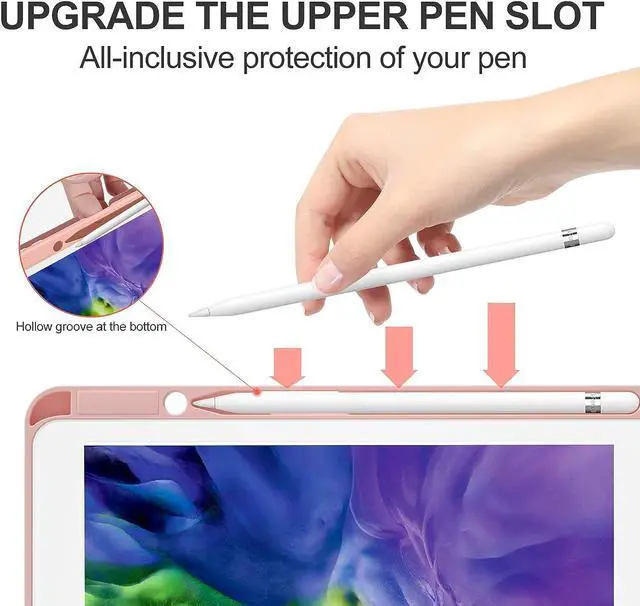 Alt view image 6 of 7 - Keyboard Case For iPad 10.2 inch 9th 8th 7th 2021/2020/2019, iPad Pro 10.5 inch/iPad Air 3 10.5, Backlit 7 Colors Wireless Detachable Keyboard with Protective Cover with Pen Holder Pink