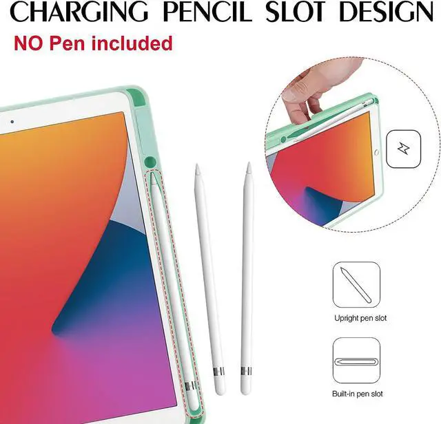 Alt view image 4 of 7 - Keyboard Case For iPad 10.2 inch 9th 8th 7th 2021/2020/2019, iPad Pro 10.5 inch/iPad Air 3 10.5, Backlit 7 Colors Wireless Detachable Keyboard with Protective Cover with Pen Holder Mint Green