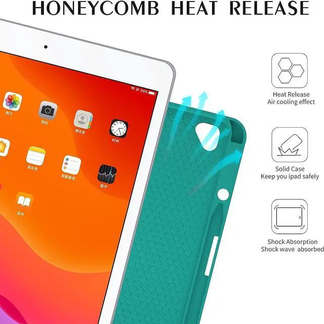 Alt view image 5 of 7 - Keyboard Case For iPad 10.2 inch 9th 8th 7th 2021/2020/2019, iPad Pro 10.5 inch/iPad Air 3 10.5, Backlit 7 Colors Wireless Detachable Keyboard with Protective Cover with Pen Holder Dark Green