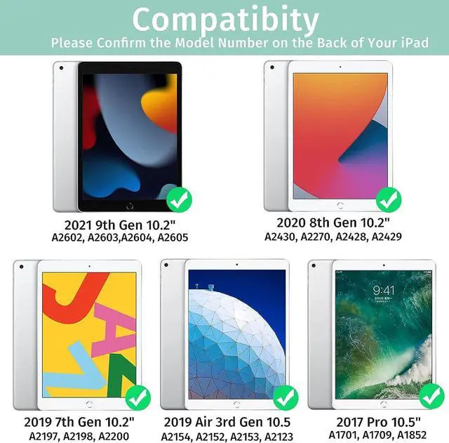 Alt view image 2 of 7 - Keyboard Case For iPad 10.2 inch 9th 8th 7th 2021/2020/2019, iPad Pro 10.5 inch/iPad Air 3 10.5, Backlit 7 Colors Wireless Detachable Keyboard with Protective Cover with Pen Holder Dark Green