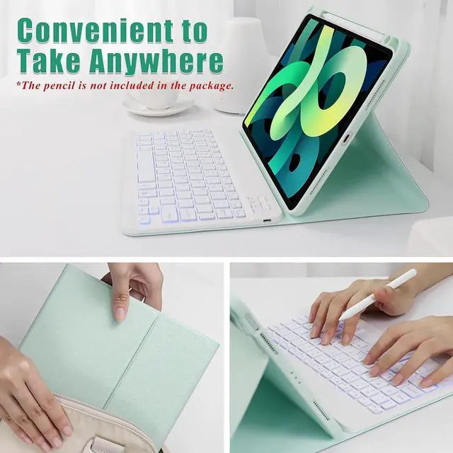 Alt view image 5 of 7 - Keyboard Case for iPad Air 5th/4th Gen 10.9 inch 2022/2020, iPad Pro 11 inch 4th 3rd 2nd 1st Gen 2022/2021/2020/2018, Detachable Wireless Backlit Magnetic Keyboard, Built-in Pencil Holder, Smart Cover
