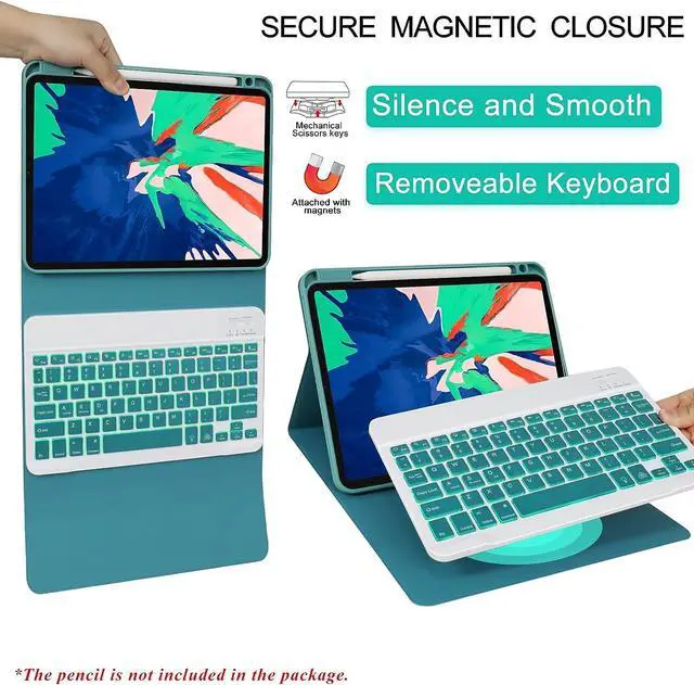 Alt view image 6 of 7 - Keyboard Case for iPad Air 5th/4th Gen 10.9 inch 2022/2020, iPad Pro 11 inch 4th 3rd 2nd 1st Gen 2022/2021/2020/2018, Detachable Wireless Backlit Magnetic Keyboard, Built-in Pencil Holder, Smart Cover