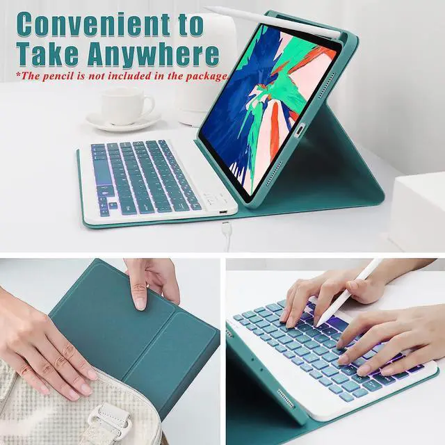 Alt view image 5 of 7 - Keyboard Case for iPad Air 5th/4th Gen 10.9 inch 2022/2020, iPad Pro 11 inch 4th 3rd 2nd 1st Gen 2022/2021/2020/2018, Detachable Wireless Backlit Magnetic Keyboard, Built-in Pencil Holder, Smart Cover
