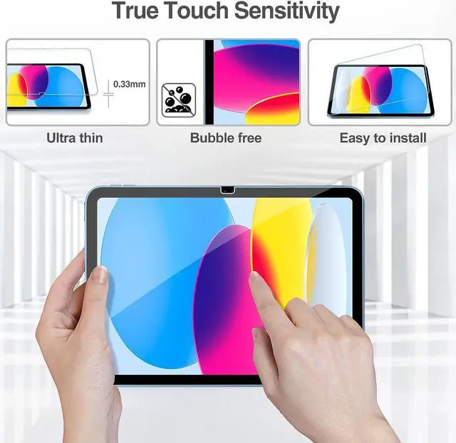 Alt view image 4 of 7 - [2 Pack] Tempered Screen Protector For iPad 10.9 10th Generation 2022 Model A2696 A2757 A2777 Tempered Glass Film Protector, Face ID & Apple Pencil & Case Compatible