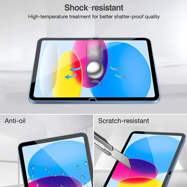 Alt view image 5 of 7 - [2 Pack] Tempered Screen Protector For iPad 10.9 10th Generation 2022 Model A2696 A2757 A2777 Tempered Glass Film Protector, Face ID & Apple Pencil & Case Compatible