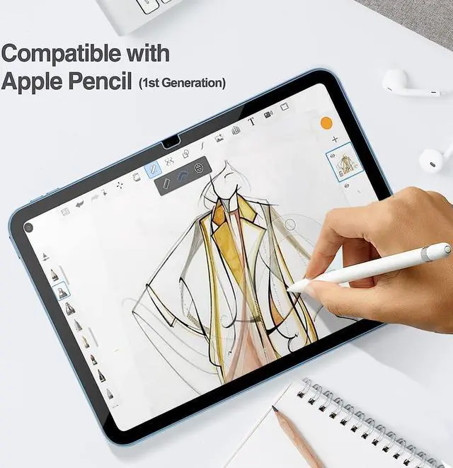 Alt view image 6 of 7 - [2 Pack] Tempered Screen Protector For iPad 10.9 10th Generation 2022 Model A2696 A2757 A2777 Tempered Glass Film Protector, Face ID & Apple Pencil & Case Compatible