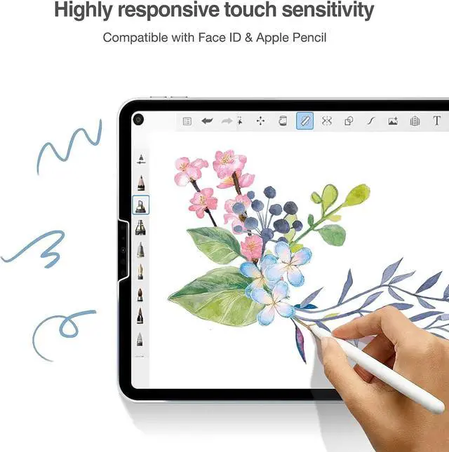 Alt view image 6 of 7 - [2 Pack] Tempered Screen Protector For iPad Pro 12.9 Inch 6th 5th 4th Generation 2022 2021 2020 Tempered Glass Film Protector, Face ID & Apple Pencil & Case Compatible