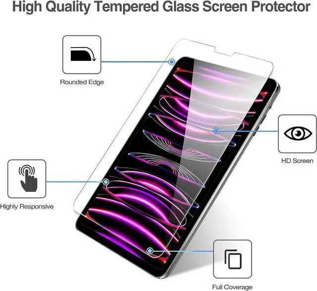 Alt view image 3 of 7 - [2 Pack] Tempered Screen Protector For iPad Pro 12.9 Inch 6th 5th 4th Generation 2022 2021 2020 Tempered Glass Film Protector, Face ID & Apple Pencil & Case Compatible