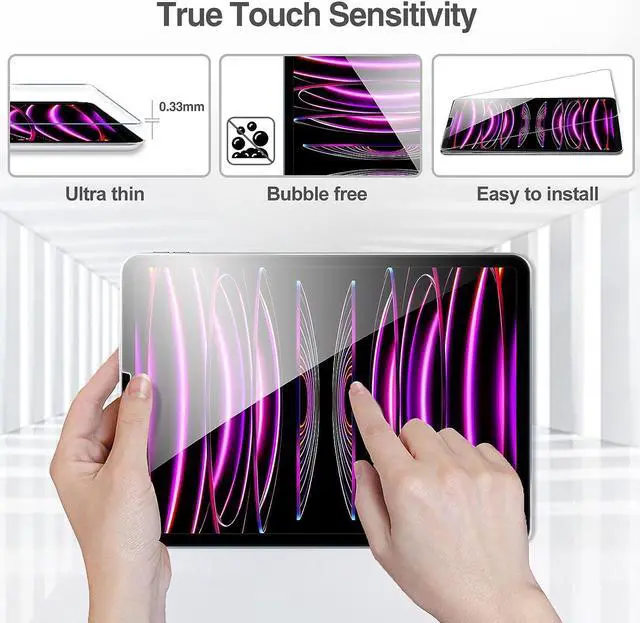 Alt view image 4 of 7 - [2 Pack] Tempered Screen Protector For iPad Pro 12.9 Inch 6th 5th 4th Generation 2022 2021 2020 Tempered Glass Film Protector, Face ID & Apple Pencil & Case Compatible