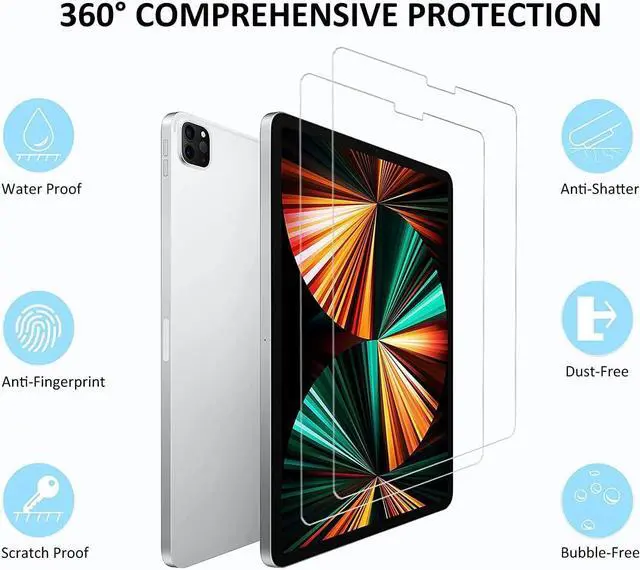 Alt view image 7 of 7 - [2 Pack] Tempered Screen Protector For iPad Pro 12.9 Inch 6th 5th 4th Generation 2022 2021 2020 Tempered Glass Film Protector, Face ID & Apple Pencil & Case Compatible